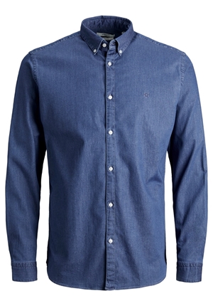 Skjorta - JPRBLALOGO STRETCH DENIM SHIRT