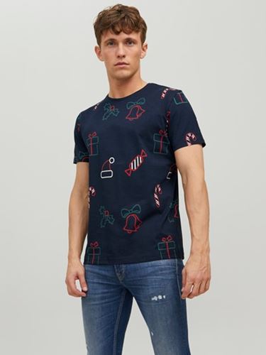 T-shirt - JORCHRISTMAS AOP TEE SS CREW NECK XMAS