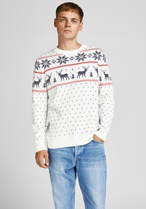 Tröja - JORSNOWFLAKE KNIT CREW NECK