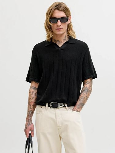 Skjorta - JJEBRADLEY KNIT SPLIT NECK