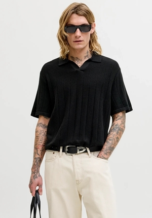 Skjorta - JJEBRADLEY KNIT SPLIT NECK Skjorta - JJEBRADLEY KNIT SPLIT NECK